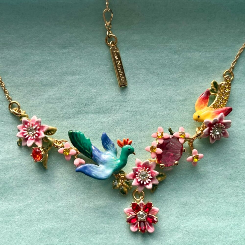 Peacock and glass stones necklace